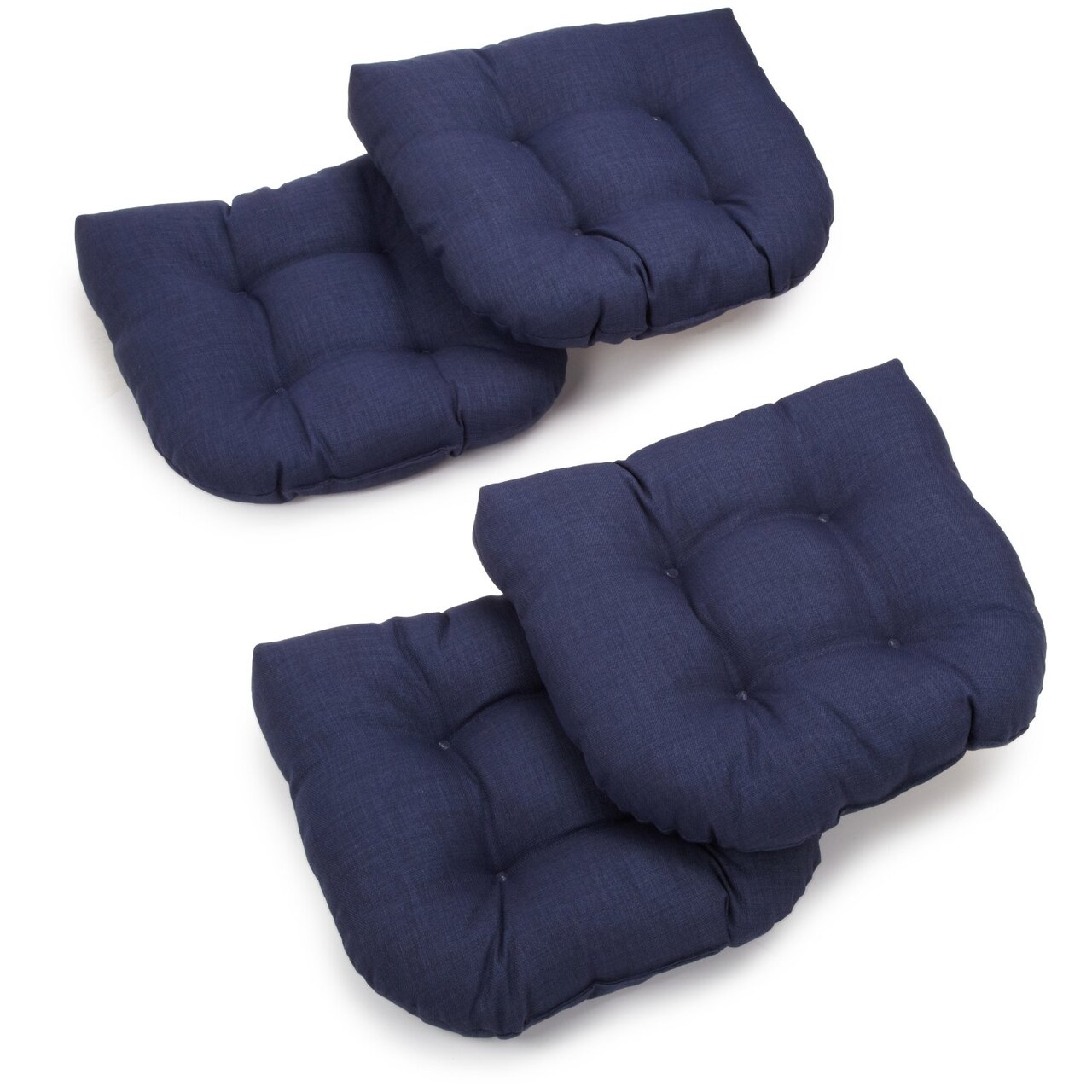 19-inch U-Shaped Spun Polyester Outdoor Tufted Dining Chair Cushions (Set of 4) - Azul